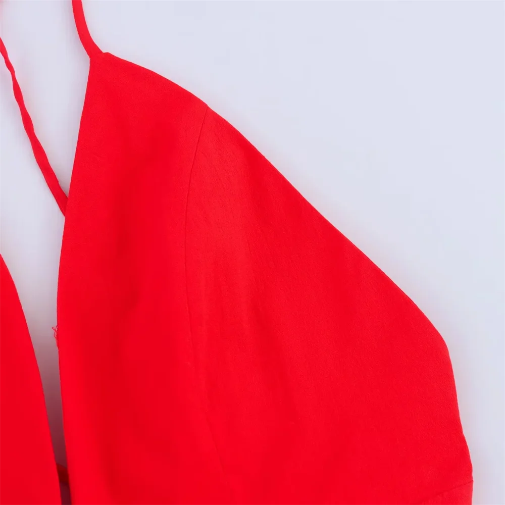 BM&MD&ZA2025all-match backless V-neck temperament sexy loose dress short skirt summer new women's clothing Aviola