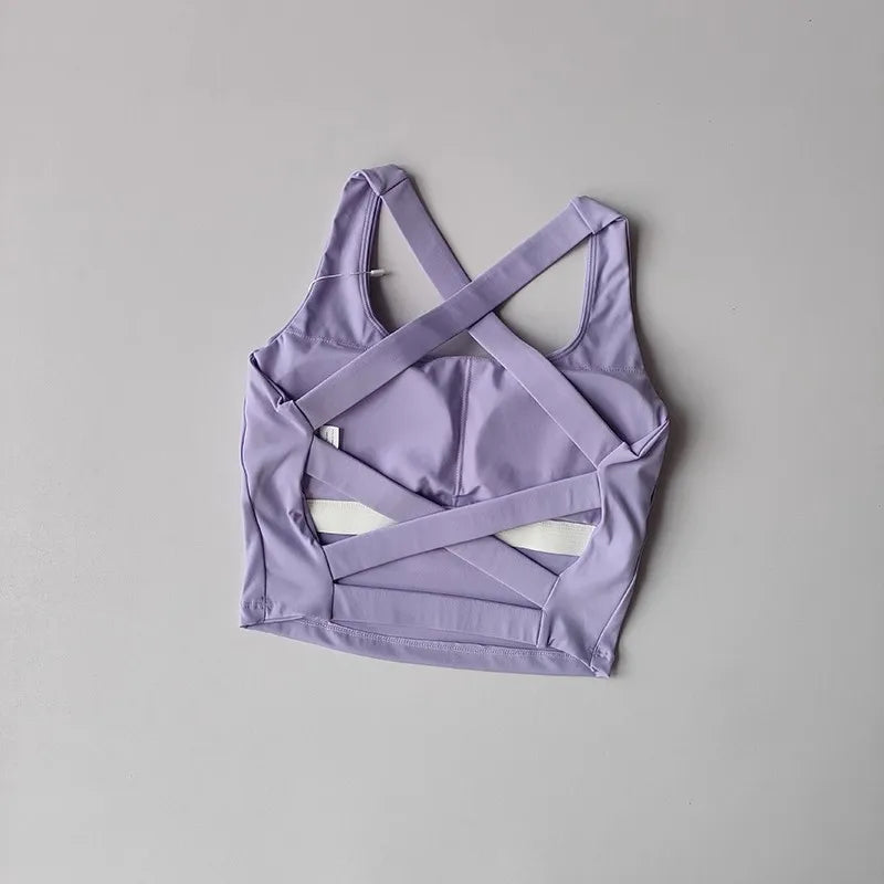 Women Top Cross Strap Sports Bra Push Up Sport Bra Yoga Crop Top Brassiere Yoga Fitness Top Breathable Beauty Back Gym Bras Aviola