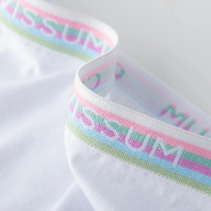2PCS/Set Women Cotton Rainbow Letter Panties Sexy Plus Size Underwear Lingerie Mid Waist Comfortable Briefs NK609 Aviola