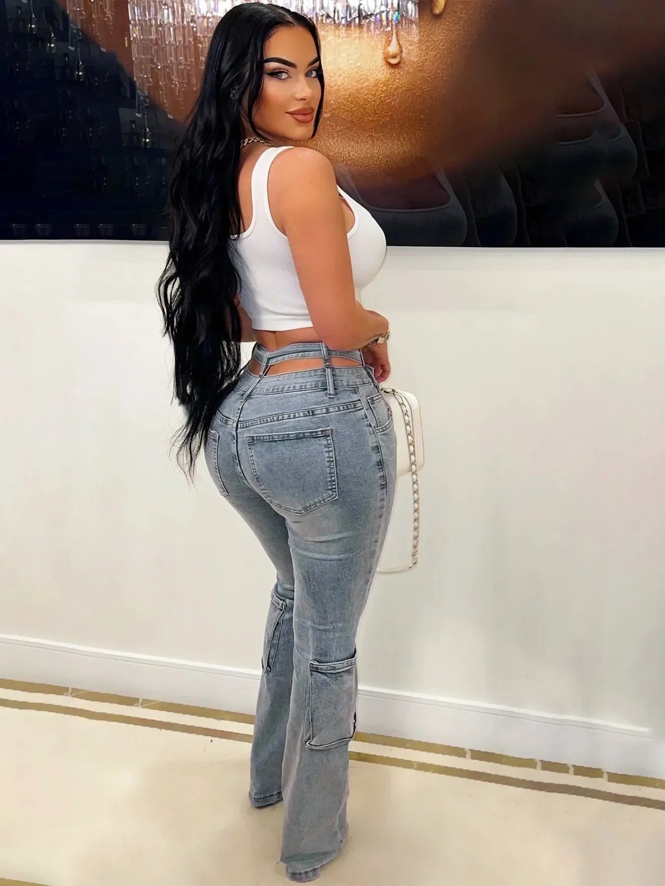 Jeans Women Denim Straight Pants Streetwear Mom Full Length High Waist Multiple Pockets Distressed Washed 2025 Vintage Trousers Aviola