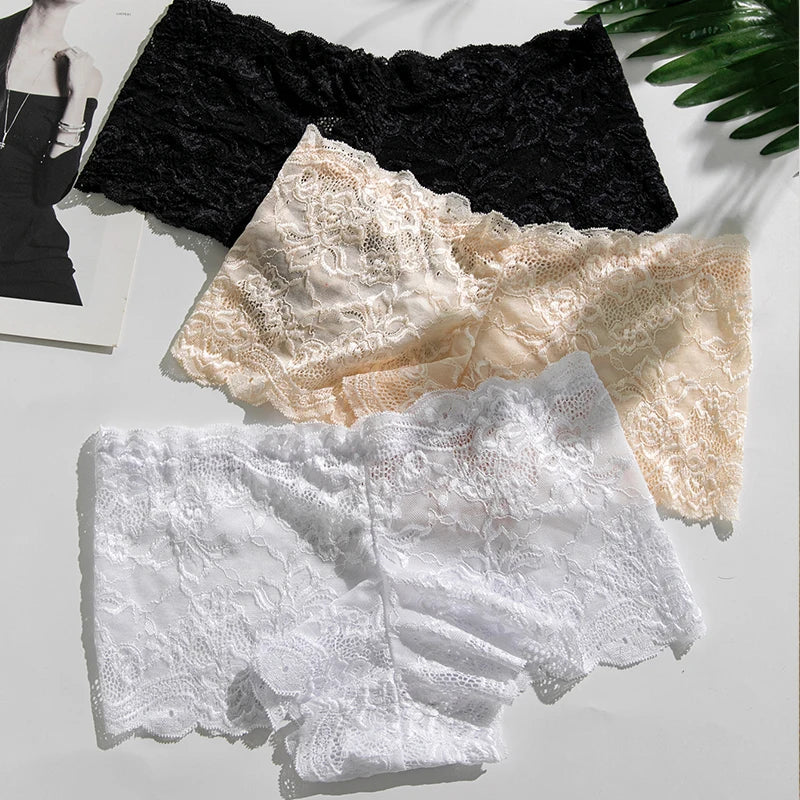 4PCS/Set Lace Women Panties Sexy Underwear Perspective Floral Hollow Out Briefs Female Underpants Breathable Ladies Lingerie Aviola