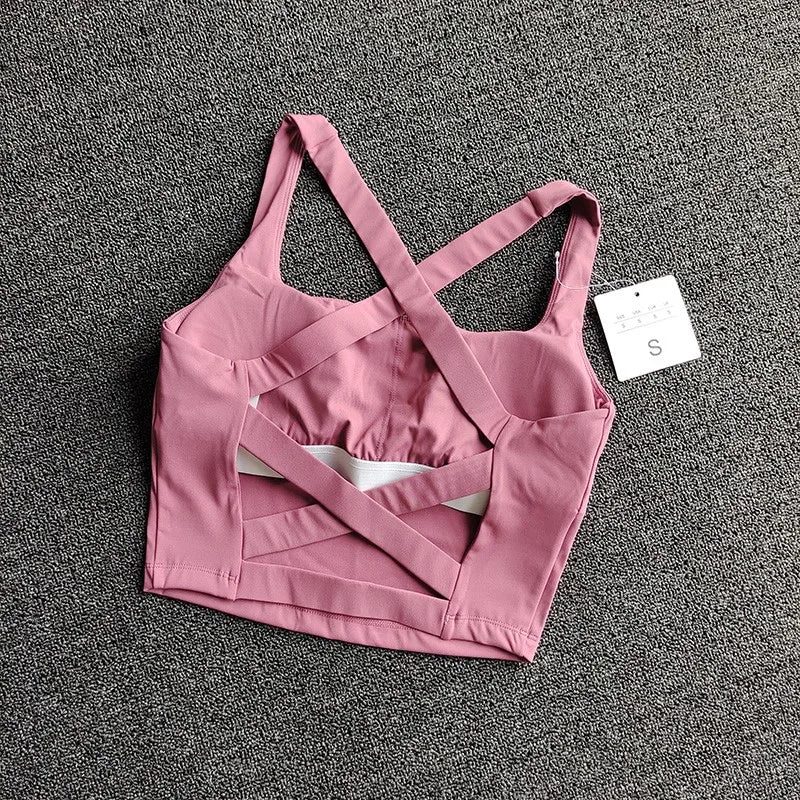 Women Top Cross Strap Sports Bra Push Up Sport Bra Yoga Crop Top Brassiere Yoga Fitness Top Breathable Beauty Back Gym Bras Aviola