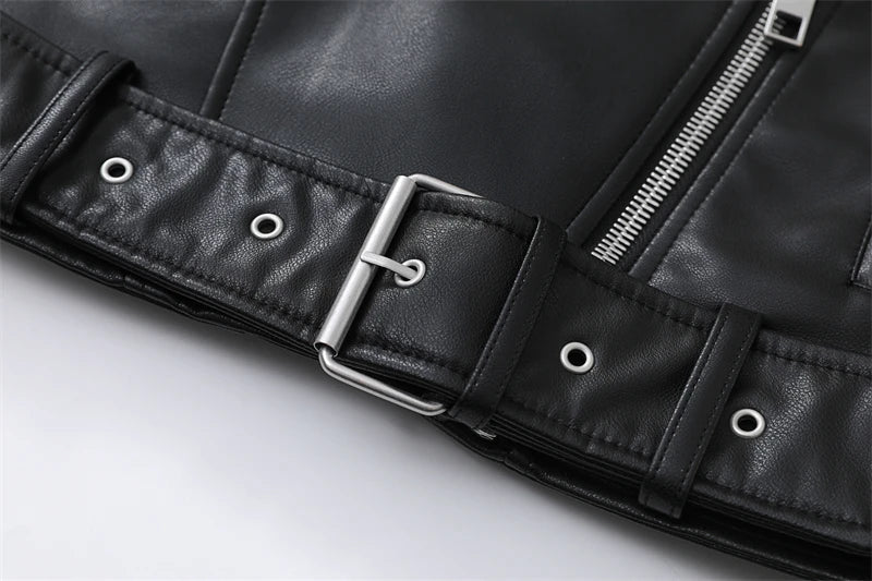 2025 New Coal graysty le Women's washed leather jacket with belt, short coat with downgraded zipper and vintage lapel jacket Aviola