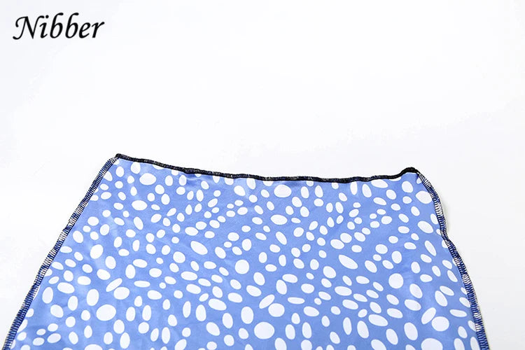 Nibber Letter Print Women 2 Piece Set Autumn Trend Casual Crop Tops+Dot Peach Hip Skirts Stretch Matching Streetwear Outfits Aviola