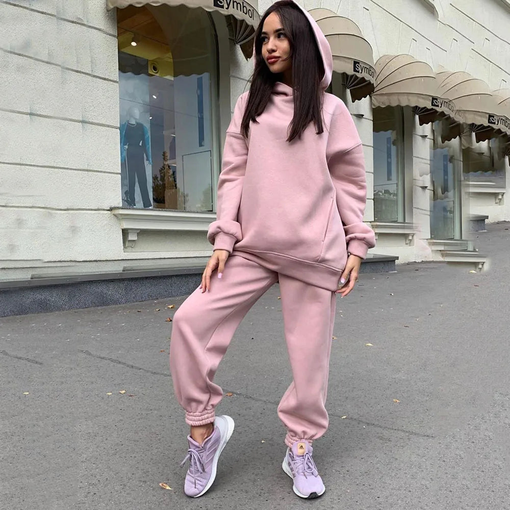 autumn tracksuit outfit set Women Two Piece Set hoodies Hooked Leisure Wide Leg Long Pants Sets Slim Fit Office Ladies Autumn Aviola