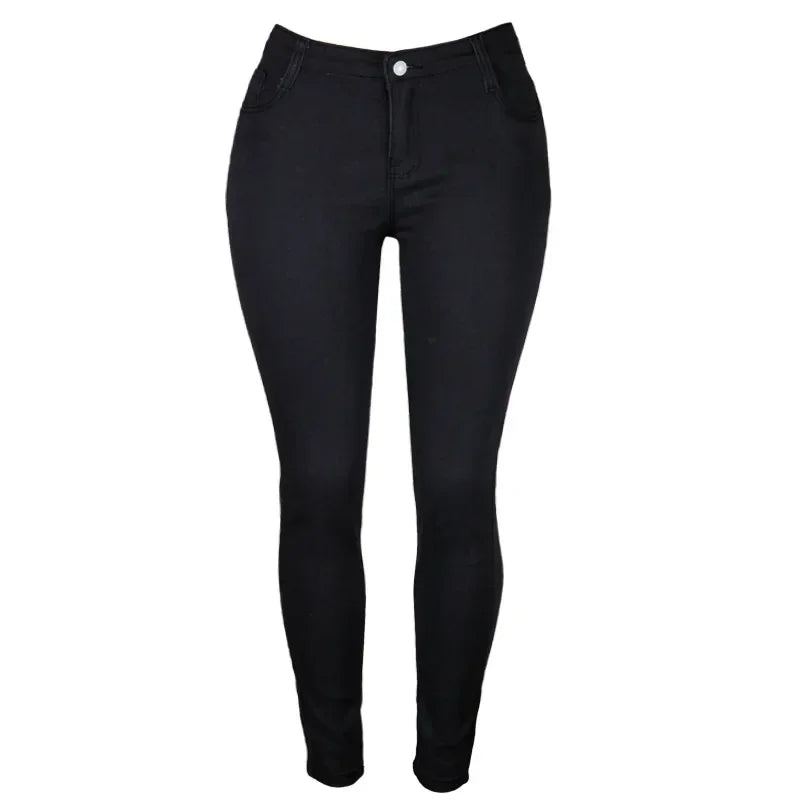 Sheath Pencil Jeans Women Pants Solid Vintage Skinny Ankle Length Pants Denim Mid Waist Washed 2025 Streetwear Slim Fit Jean Aviola