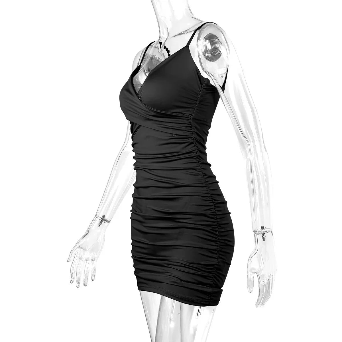 European and American summer women's sexy V-neck pleated backpack hip suspender skirt Aviola