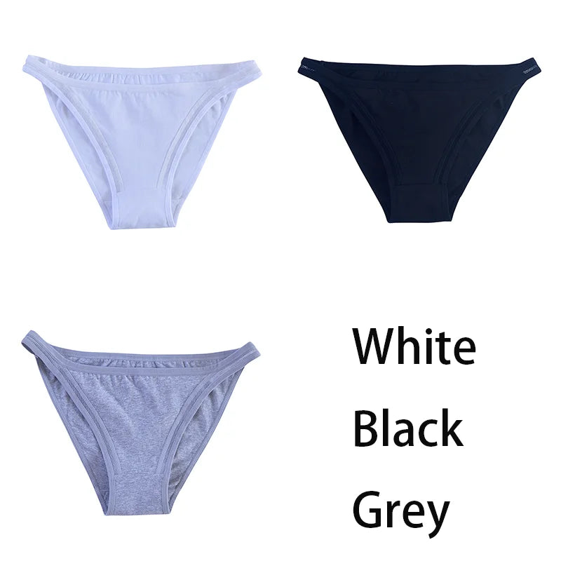3Pcs/set Women Cotton Panties Female Mesh Underpants Solid Color Bikini Briefs Underwear Ladies Sexy Panty Girls Lingerie Aviola