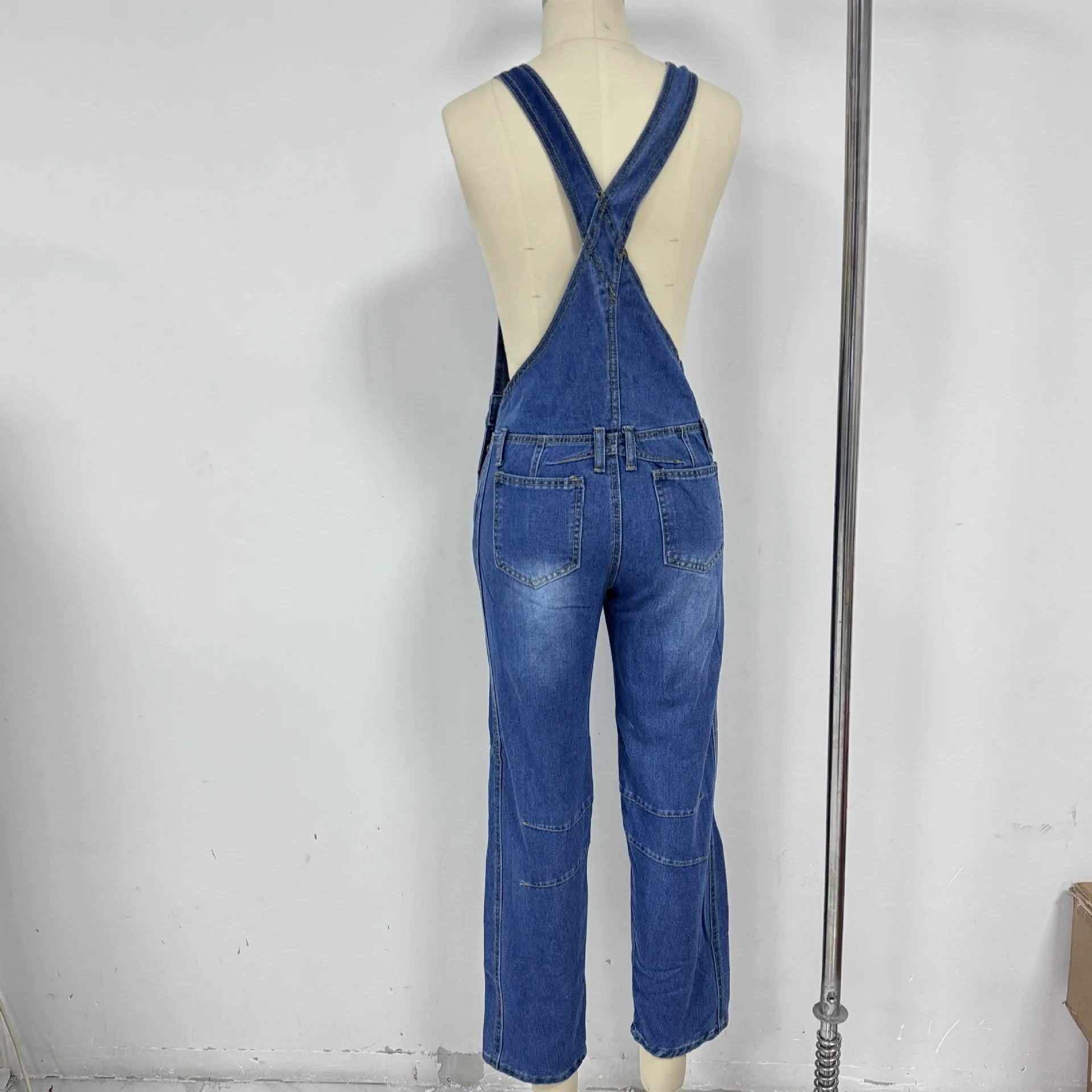 Jeans Women Denim Cargo Pants Wide Leg Long Pant Jumpsuit Y2k Streetwear Button Pocket Casual Straight Trousers Overalls Aviola