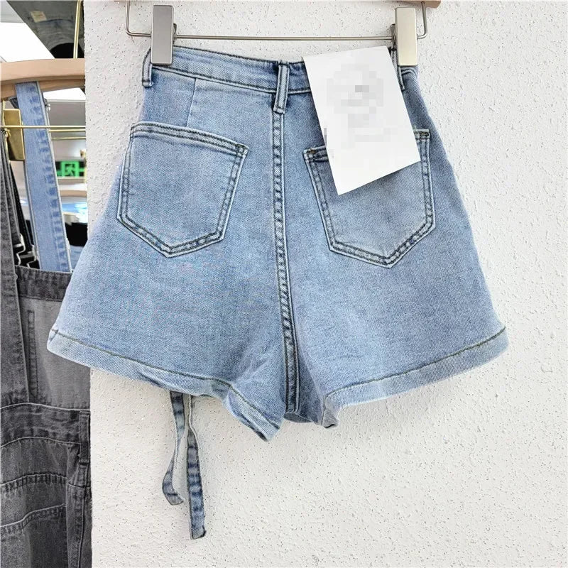 Denim Skirt Women Jeans Culottes Cargo Shorts Irregular Washed High Waist Multiple Y2k Punk Streetwear Short Pants Summer 2025 Aviola