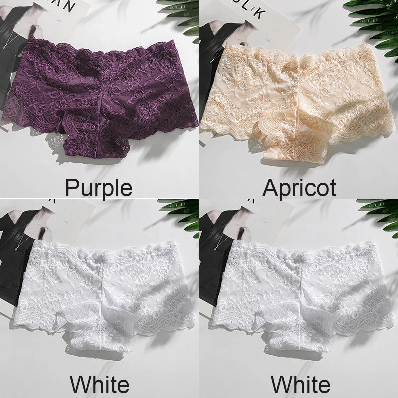 4PCS/Set Lace Women Panties Sexy Underwear Perspective Floral Hollow Out Briefs Female Underpants Breathable Ladies Lingerie Aviola