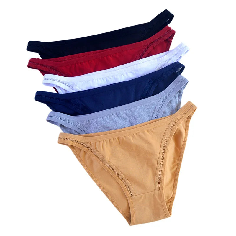 6Pcs/Set Cotton Panties Women Low Rise Briefs Seamless Underwear Sports Female Underpants Sexy Lingerie Aviola