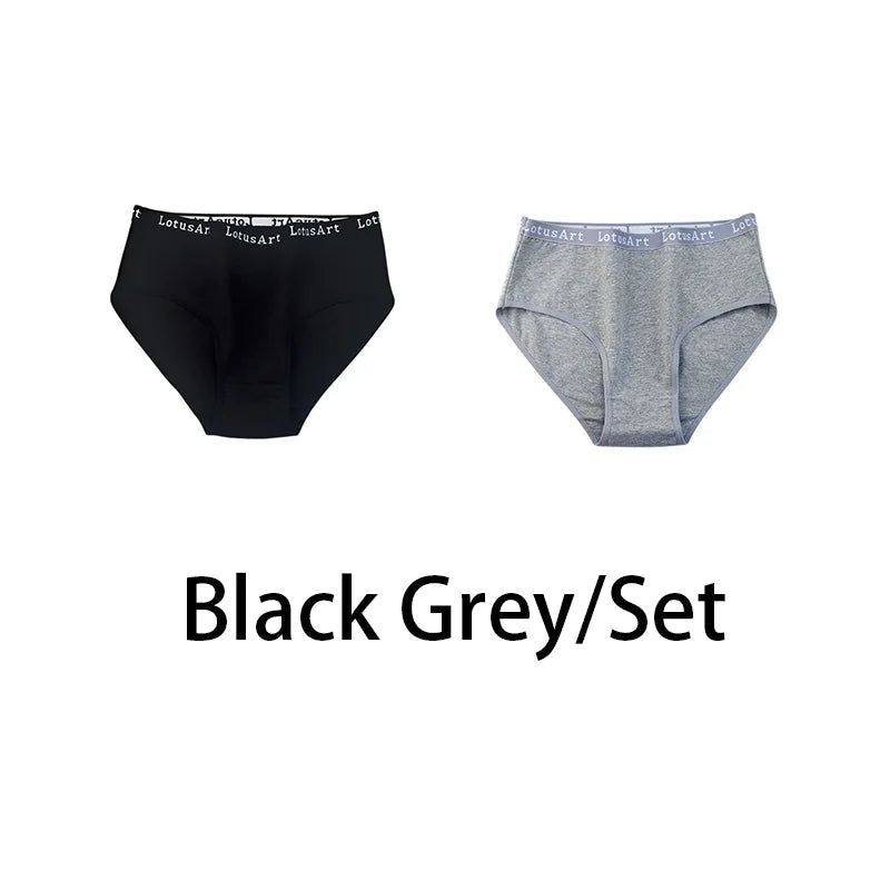 2PCS/Set Women Cotton Solid Panties Sexy Plus Size Underwear Letter Lingerie High Waist Comfor Briefs Aviola