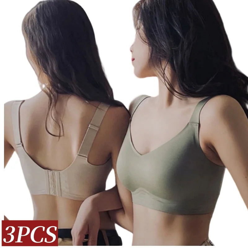 3Pcs/Set Seamless Bras For Women Padded Bra Non-wire Underwear Sexy Lingerie Wide shoulder Straps Brassiere Soft Tops Intimates Aviola