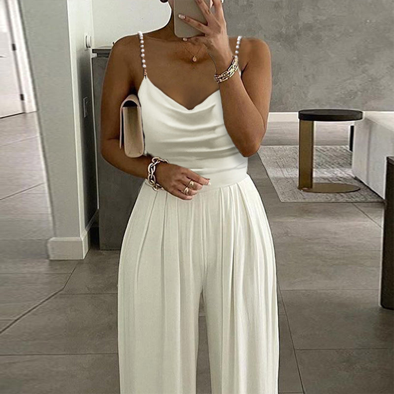 Jumpsuit Women Sexy Sleeveless Suspended Overalls Summer Backless Romper Elegant Party Club Prom High Waist Night Jumpsuits Aviola