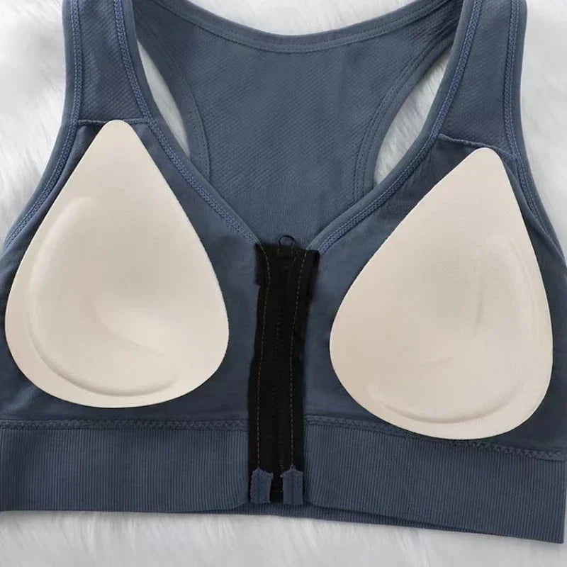 Seamless Bras Crop Top Women V-Neck Front Zipper Push Up Tank Top Women's Sports Underwear Padded Camisoles Aviola