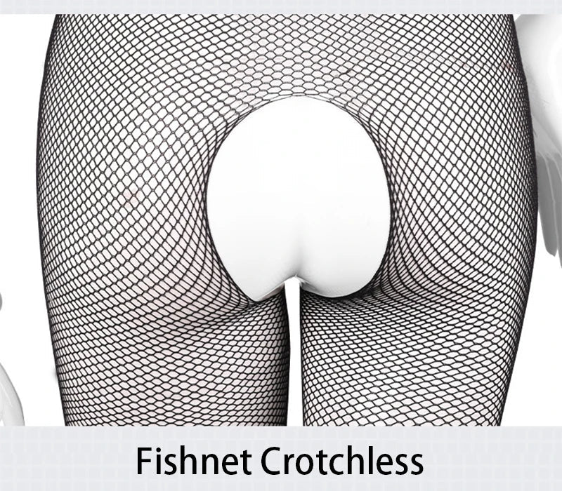 Y2k Erotic Lingerie Women Sexy Fishnet Crotchless Full Body Stockings Mesh Hollow Open Bra Teddy Babydoll Dress Porno Underwear Aviola