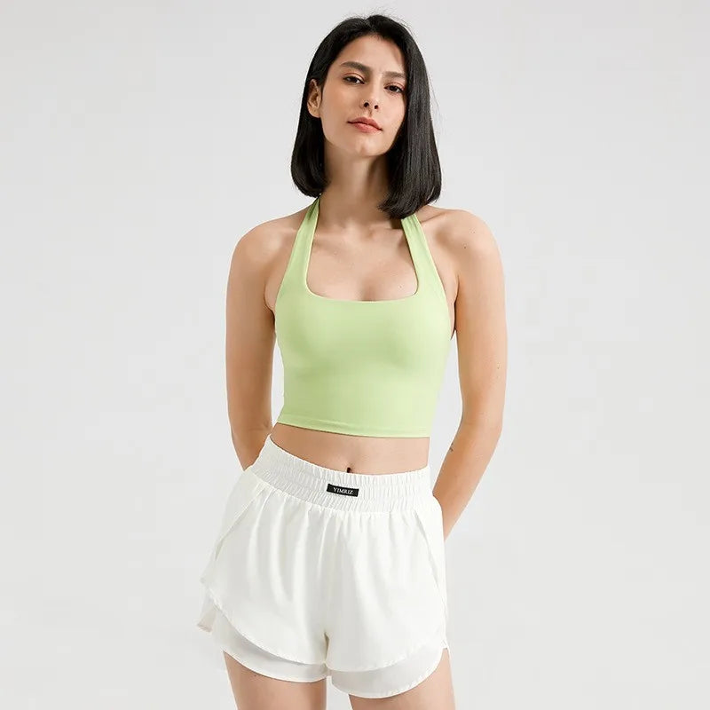 Sexy Halter Padded Yoga Camisole for Women, Backless Gym Crop Top, Fitness Bra, Breathable Workout Tops, Sports Bras Aviola