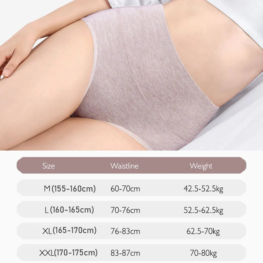 4pcs Womens Underwear Cotton Plus Size high waist Cotton Panties Ladies Comfortable Soft Breathable Elastic Briefs Aviola