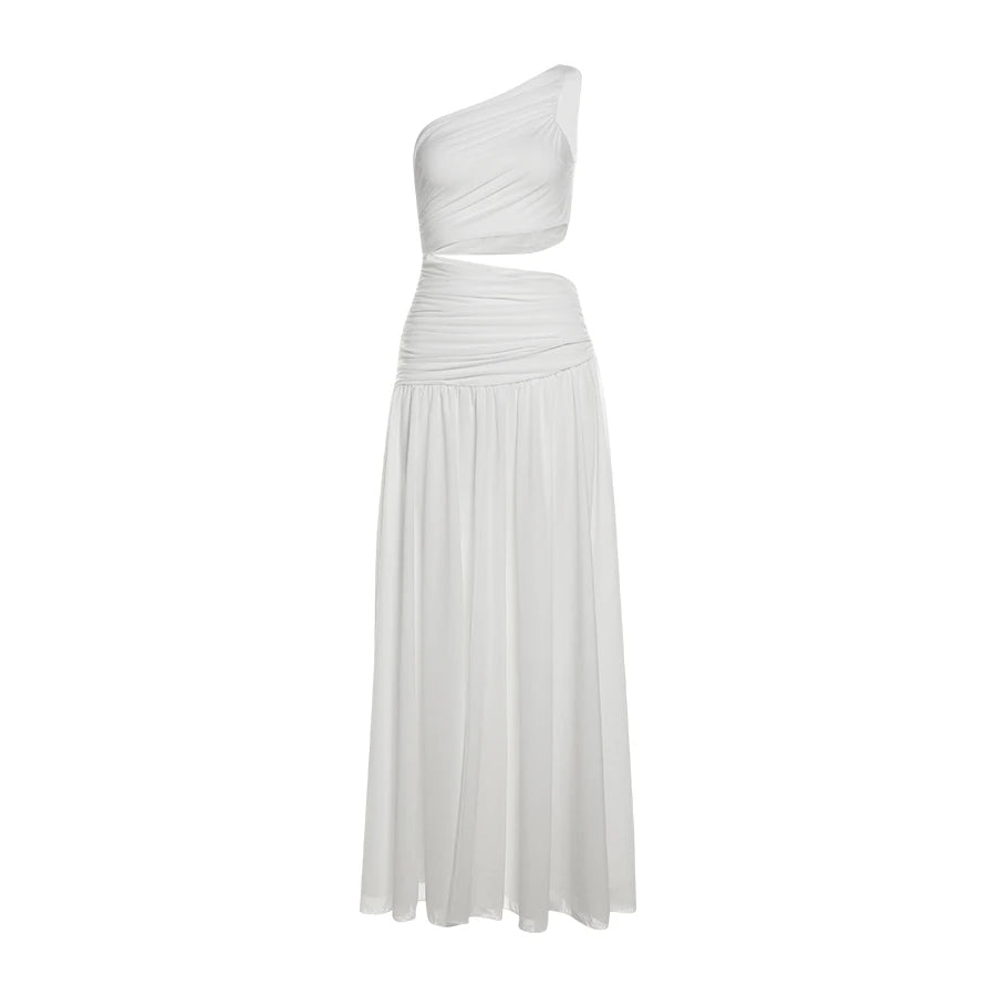 Nibber Elegant Maxi Dress Women Summer Off-shoulder Sleeveless Cut Out Beach Long Indie Folk Temperament For Vacation Vestidos Aviola