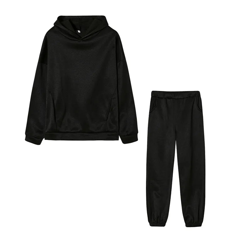 autumn tracksuit outfit set Women Two Piece Set hoodies Hooked Leisure Wide Leg Long Pants Sets Slim Fit Office Ladies Autumn Aviola
