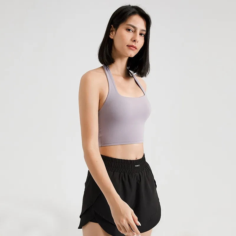 Sexy Halter Padded Yoga Camisole for Women, Backless Gym Crop Top, Fitness Bra, Breathable Workout Tops, Sports Bras Aviola