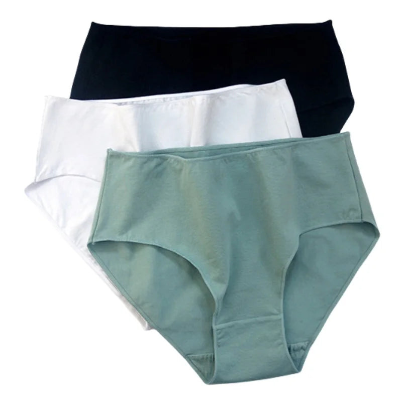 3Pcs/Set Cotton Panties Women High Waist Briefs Breathable Comfort Underwear Female Underpants Solid Color Intimates M-2XL Panty Aviola