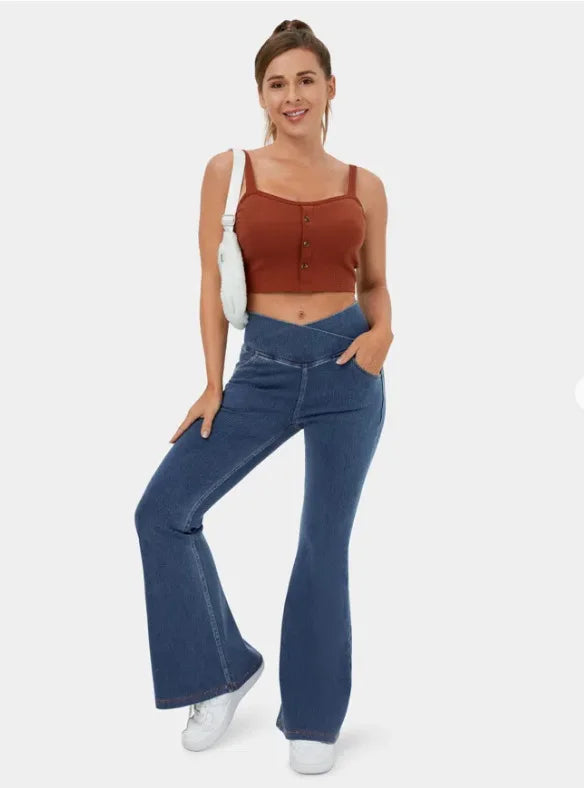 Denim Pant Women Jeans Long Flare Pants Slim Mom Jeans High Waist Yoga Trousers Y2k Streetwear Elegant Splice Sexy Work 2025 Aviola