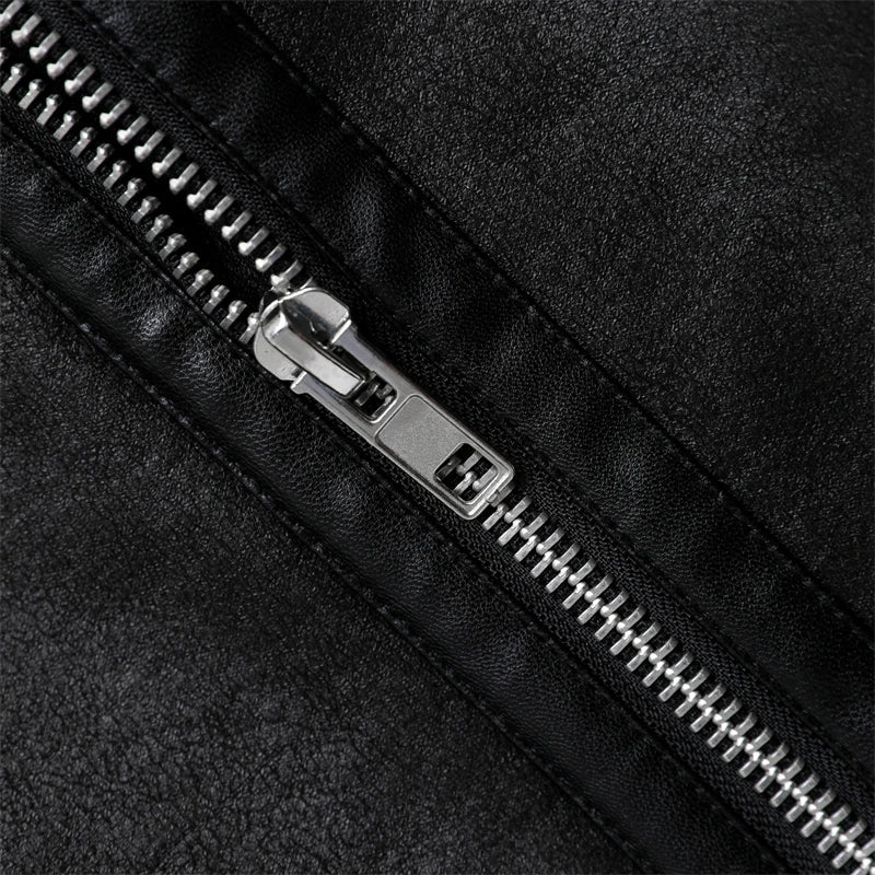 RARF 2024 women's new autumn fur one black double-sided motorcycle jacket jacket thickened women's thermal top Aviola