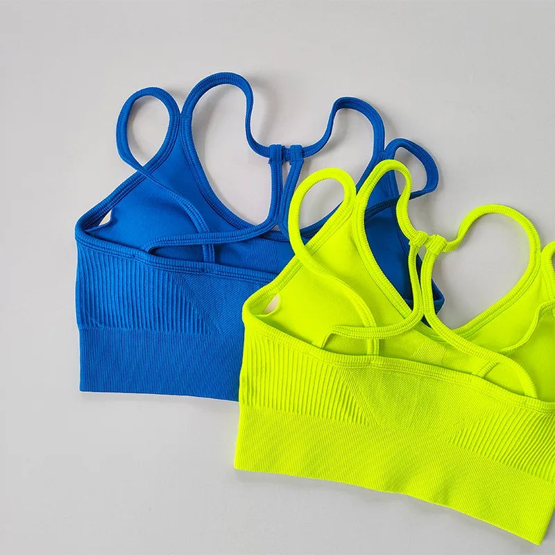 Women Breathable Sports Bra  Anti-sweat Fitness Top  Seamless Yoga Bra Gym Crop Top Brassiere Push Up Sport Bra Gym Workout Top Aviola