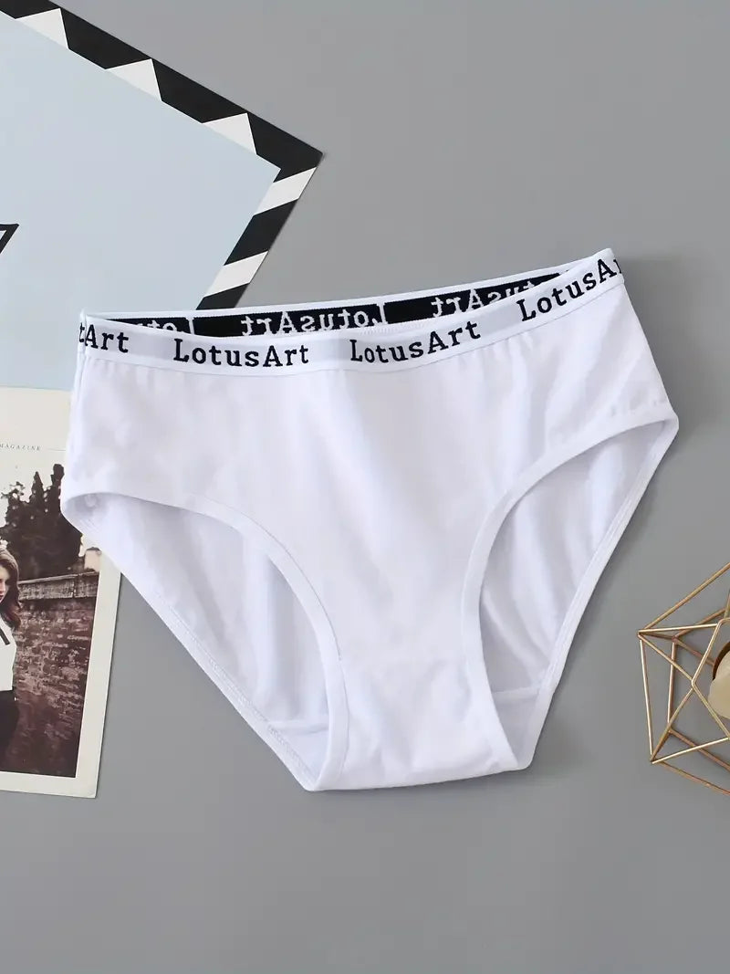 2PCS/Set Women Cotton Solid Panties Sexy Plus Size Underwear Letter Lingerie High Waist Comfor Briefs Aviola