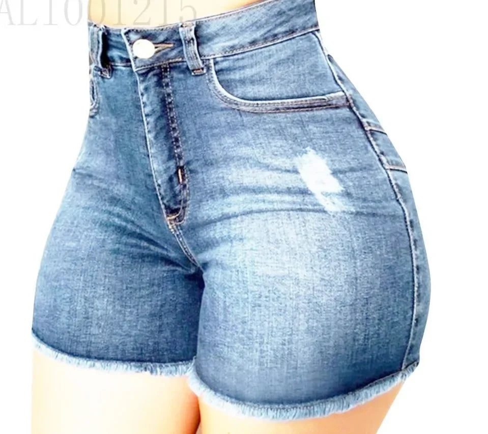 Shorts Denim Washed Women Jeans Tassel Solid High Waist Pockets Sexy Skinny Distressed 2025 Vintage Streetwear Spliced Aviola