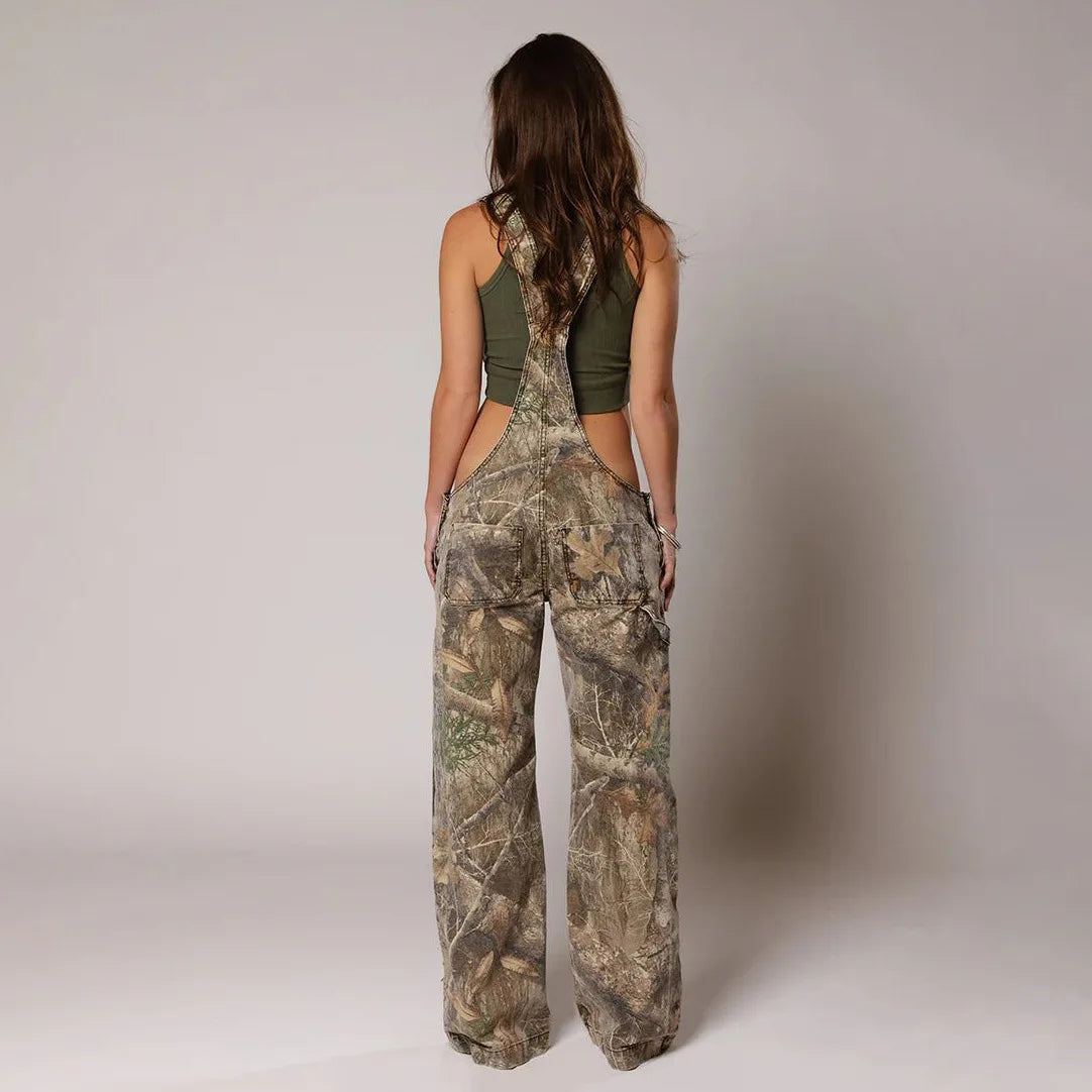 Jumpsuits Women Jeans Overalls Sexy Backless Vintage Full Length Denim Straight Pants Loose Pockets Distressed Washed Casual Aviola