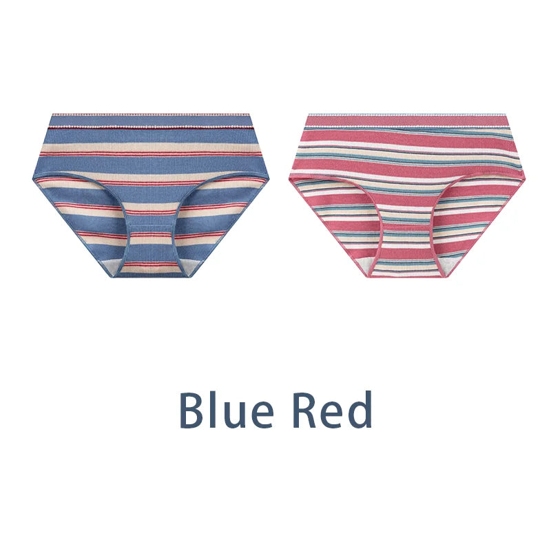 2PCS/Set Women Cotton Sexy Retro Panties Female Low Waist Underwear Classic Design Lingerie Girls Cute Briefs Aviola