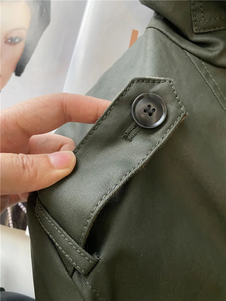 RARF 2024 autumn new women's fashion pocket double breasted waxed leather short trench coat women's top coat Aviola