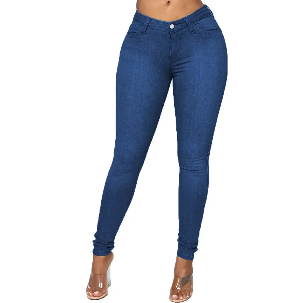Sheath Pencil Jeans Women Pants Solid Vintage Skinny Ankle Length Pants Denim Mid Waist Washed 2025 Streetwear Slim Fit Jean Aviola