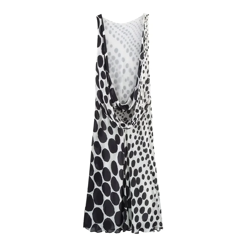BM&MD&ZA2025all-match temperament polka dot sleeveless backless beach holiday style long dress summer new women's clothing Aviola
