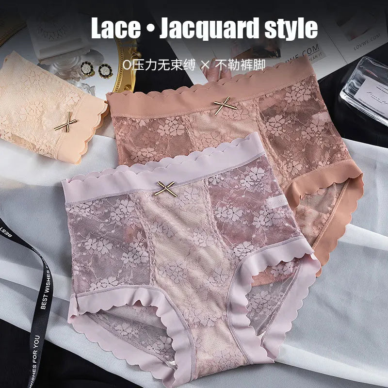 3pcs/Set Women High-Waisted Lace Underwears Ladies Cotton Knickers Sexy Underpants Comfortable Soft Panties Aviola