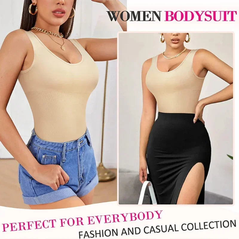 Shapewear Women Seamless Solid Shaping Bodysuit, Crew Neck Tummy Control Slimming Body Shaper, Women's Underwear & Shapewear Aviola