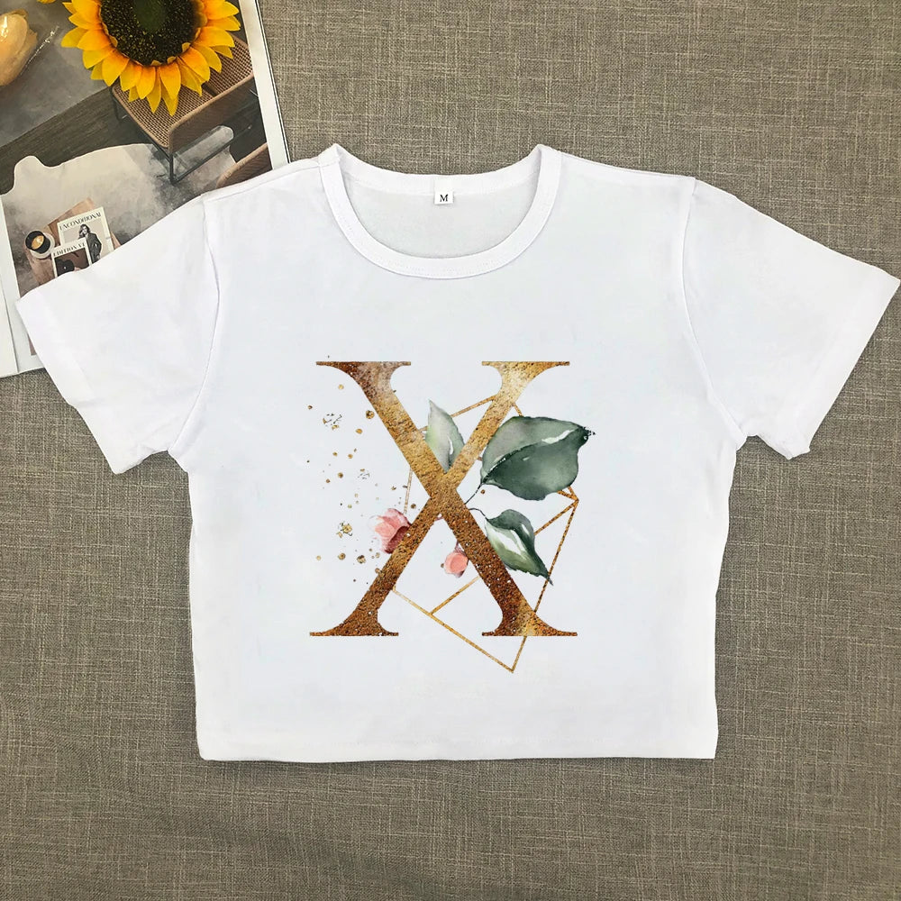 2024 Europe and the United States new printed art letter short sleeve women with street women T-shirt Y2K Aviola