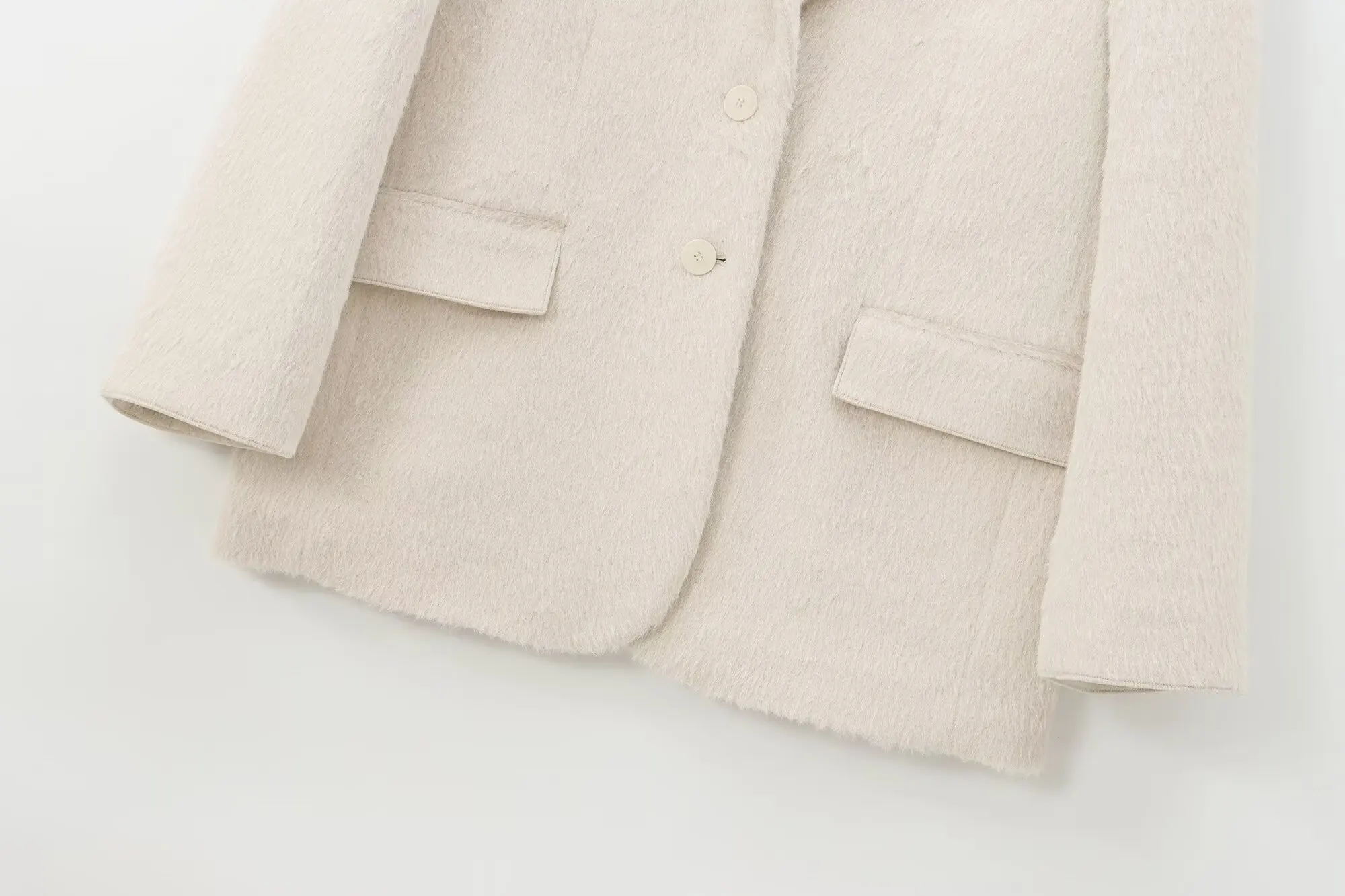 Faux Fur Single-Breasted Pocket Blazer - Image 4