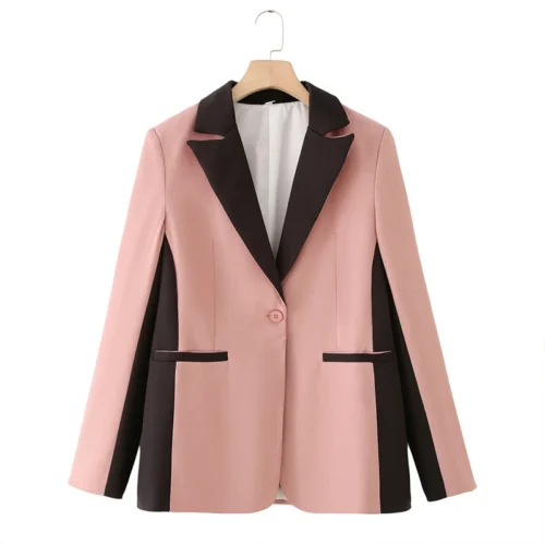Contrast Stitching Single-Breasted Blazer Jacket