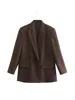 Women's Classic Casual Double-Breasted Notched-Collar Long-Sleeve Solid Blazer Jacket - Image 7