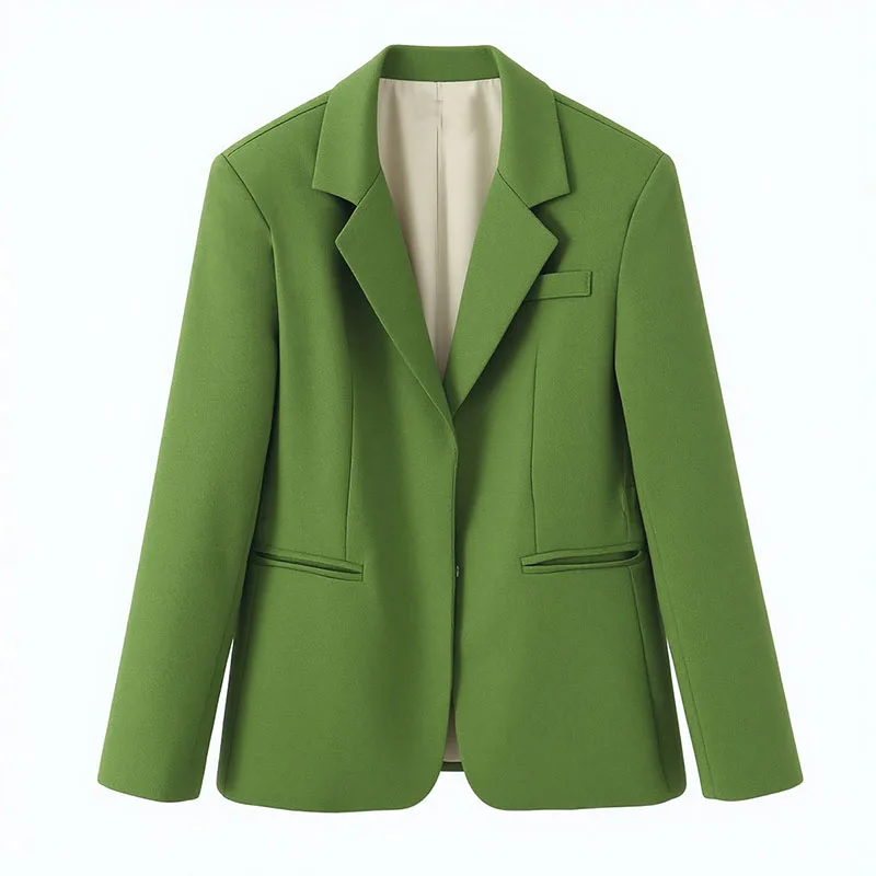 Long-Sleeve V-Neck Blazer Jacket and Pleated Casual Trousers Two-Piece Suit - Image 2