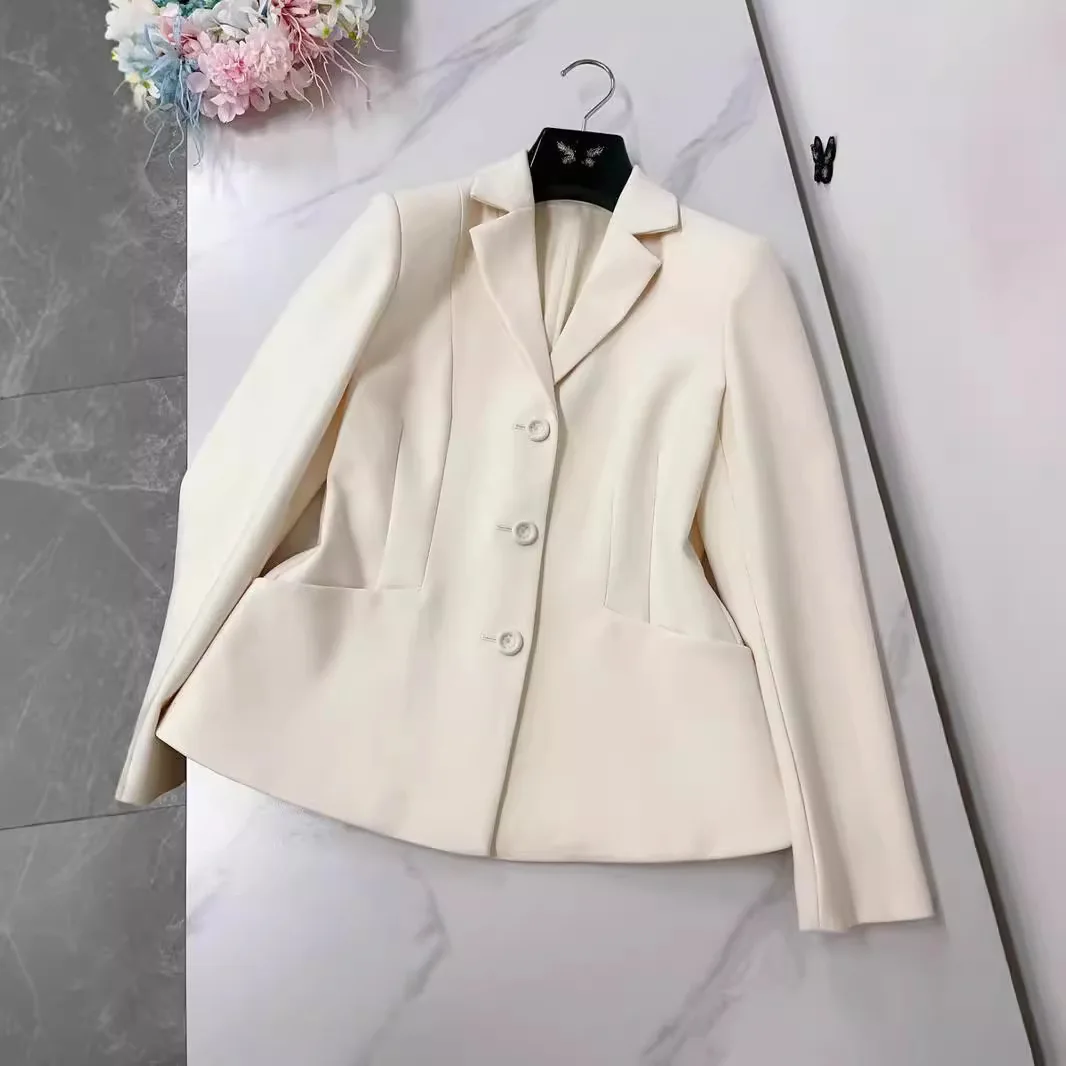 Women’s 3D Tailored Cropped Blazer – Ivory Wool-Silk - Image 7