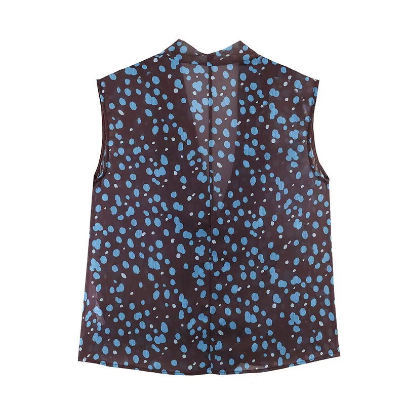 Polka-Dot V-Neck Sleeveless Vest and High-Waist Casual Trousers Two-Piece Set - Image 3