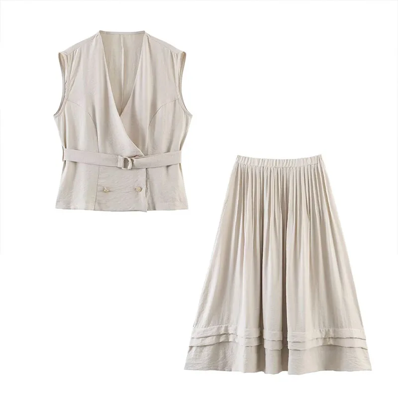 Double-Breasted V-Neck Blazer Jacket and Casual Shorts Two-Piece Set