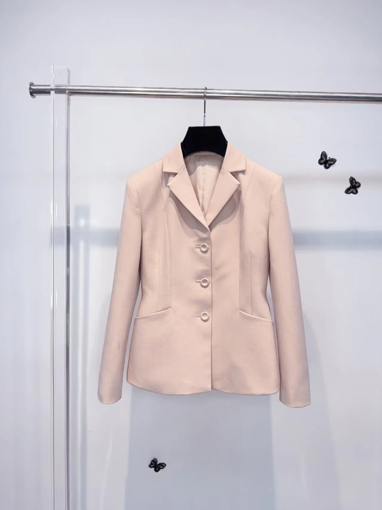 Women’s 3D Tailored Cropped Blazer – Ivory Wool-Silk - Image 11