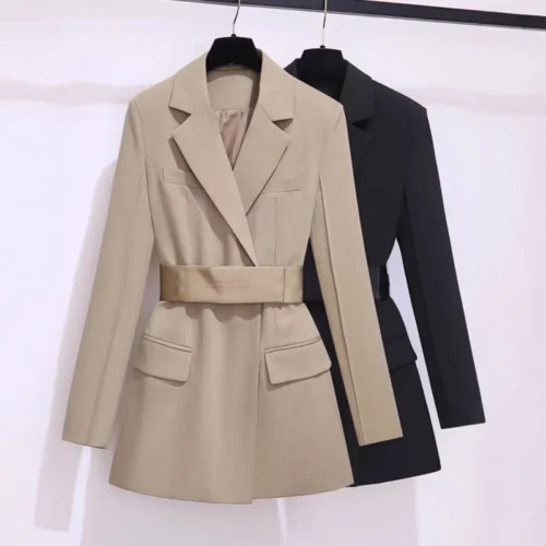 Belted Waist Sash Tailored Executive Blazer