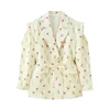 Waist-Tie Wide Shoulder Blazer – Multi-Colour - Image 10